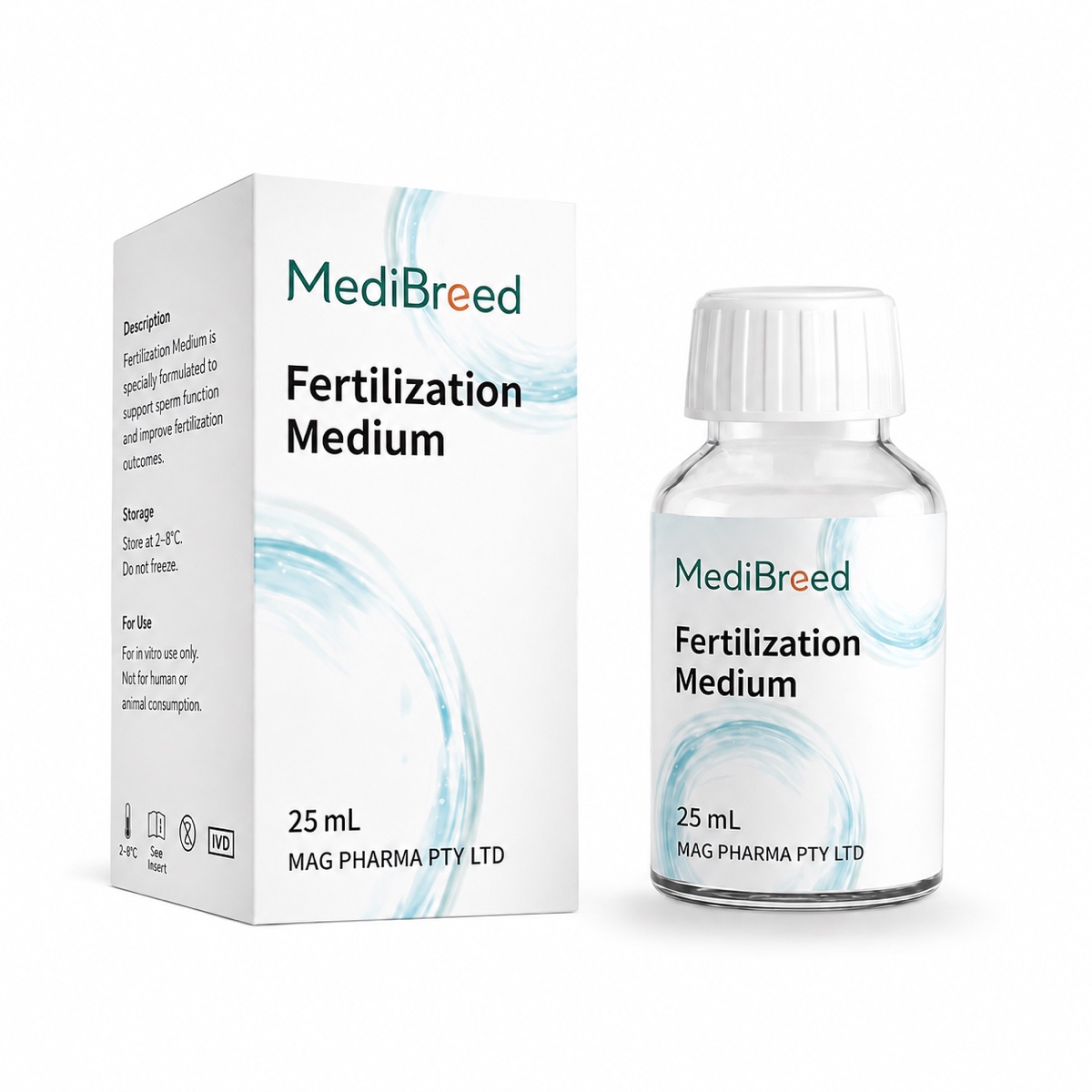 MediBreed Fertilization Medium product pack and bottle